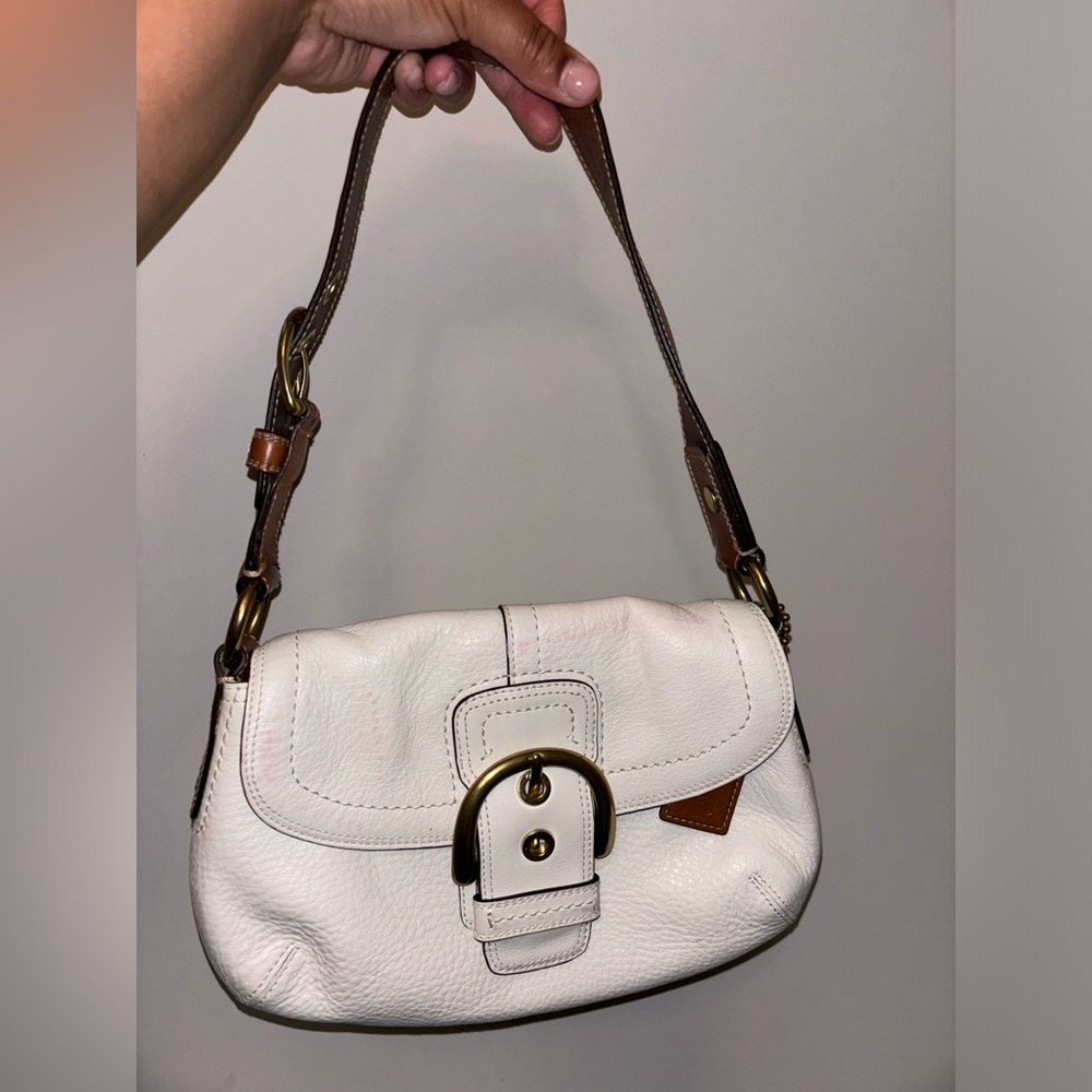 SOLD COACH SoHo Bag White Pebbled Leather EUC